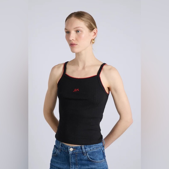 Damson Madder DM Cami Top- Black Pointelle- US 12/ UK 16 - Picture 1 of 6